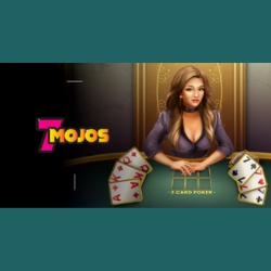 An elegant setup for 7 Mojos’ 3 Card Poker, highlighted by the charismatic dealer and dynamic card animations that enhance the classic poker format.