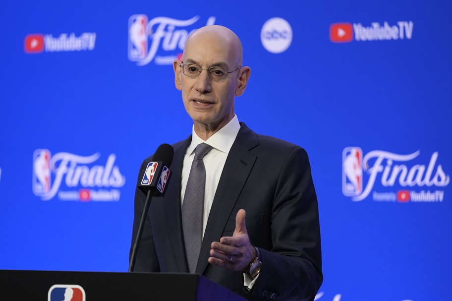 NBA Commissioner Adam Silver addresses the media.