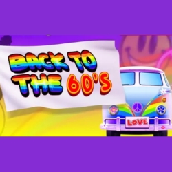 Retro 1960's slot game featuring peace symbols, colossal re-spins, and three jackpots.