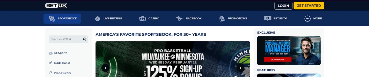BetUS sportsbook interface