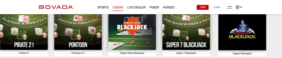 Bovada Super 7 Blackjack