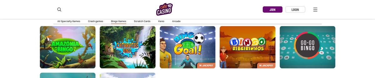Cafe Casino online bingo games.