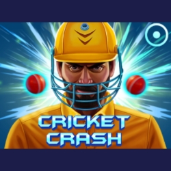 Cricket Crash game interface featuring a cricket helmet and two bright red cricket balls against a dynamic background.