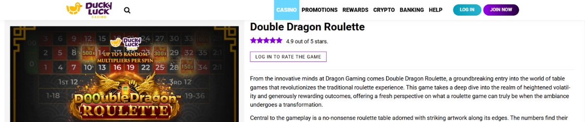 DuckyLuck Double Dragon Roulette