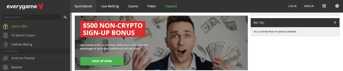 Everygame sportsbook interface.