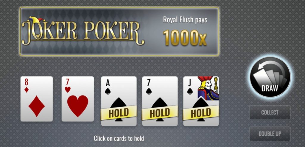 Hold for Straights and Flushes in Joker Poker