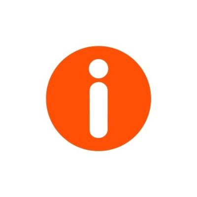 Orange info icon showing the letter
