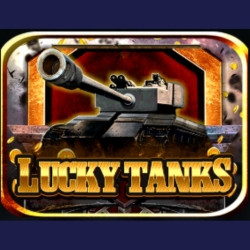 Lucky Tanks game card highlighting a heavily armored tank in action with vivid battle graphics.