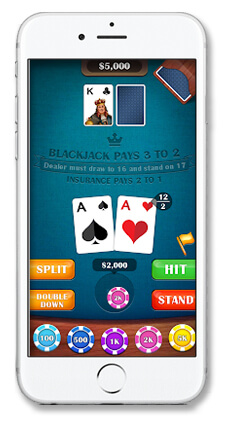 Mobile Phone Showing a Blackjack App