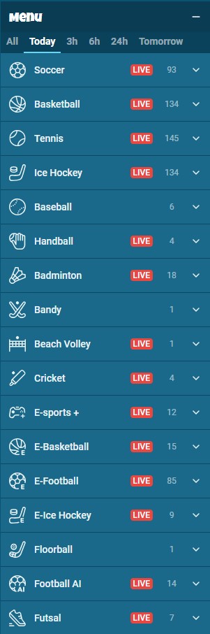 Nalu Casino Sportsbetting Menu