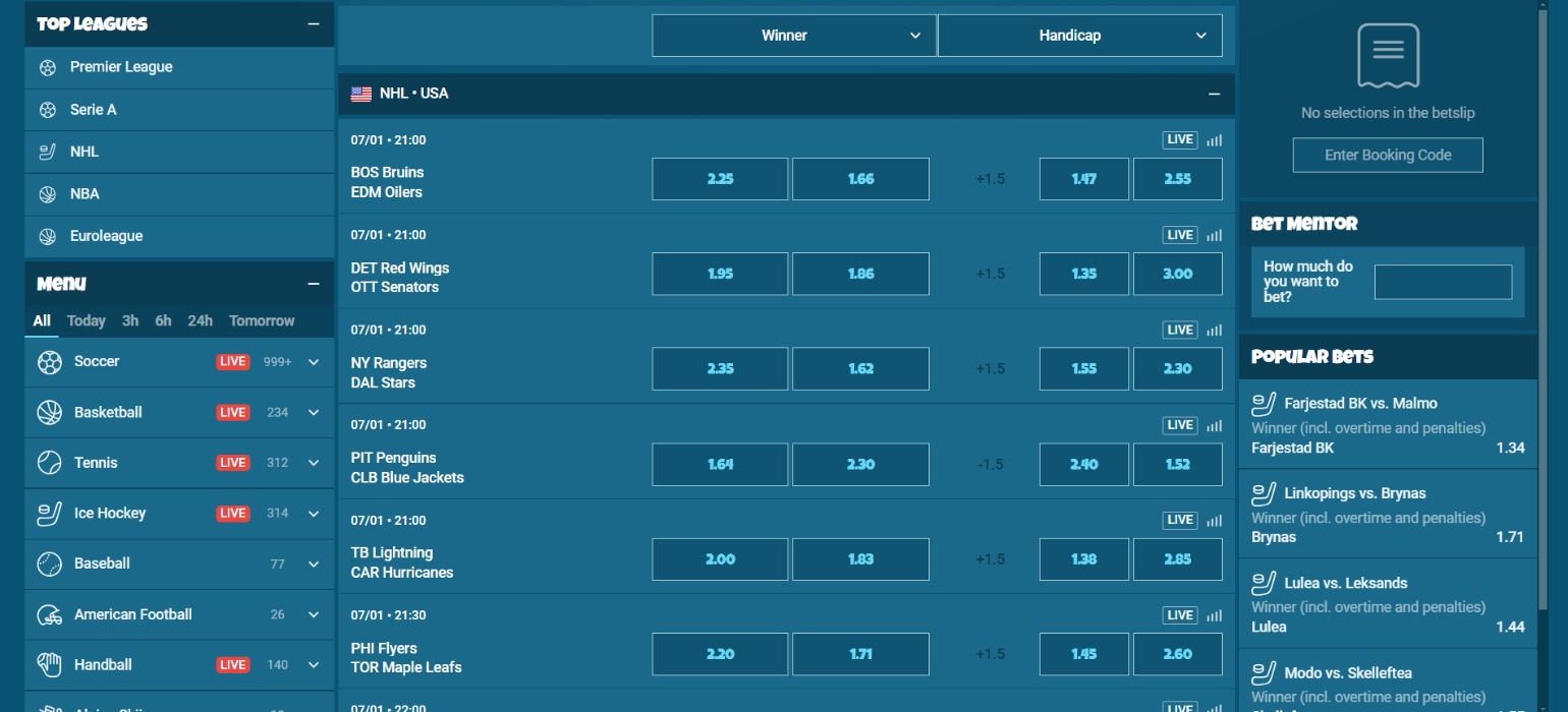 Nalu Casino Ice Hockey Sportbetting Page