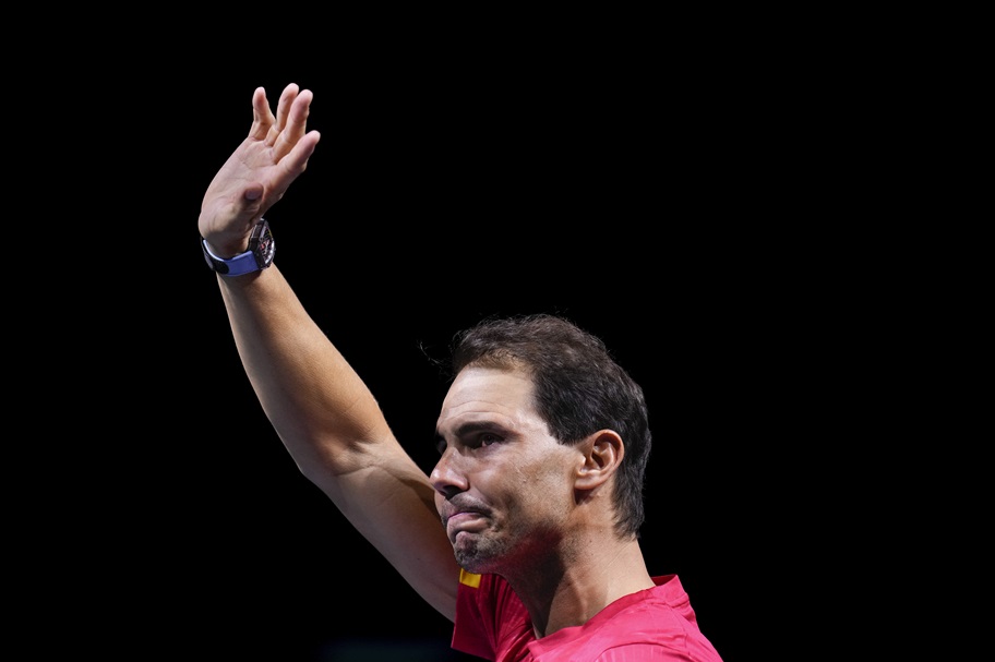 Rafael Nadal salutes the crowd after his last match.