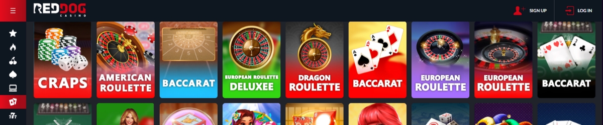 Red Dog Casino table games