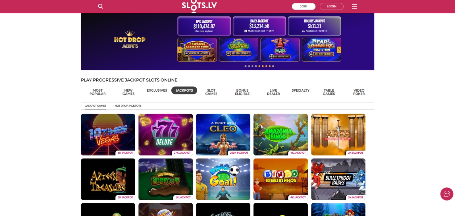 Slots.lv Slots Landing Page
