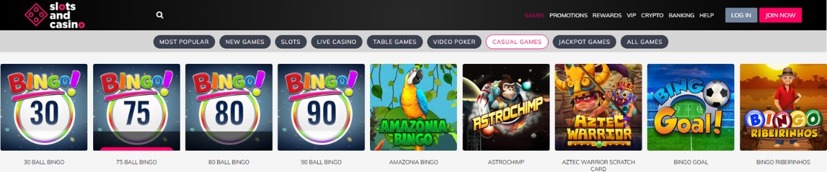 SlotsandCasino online bingo games.