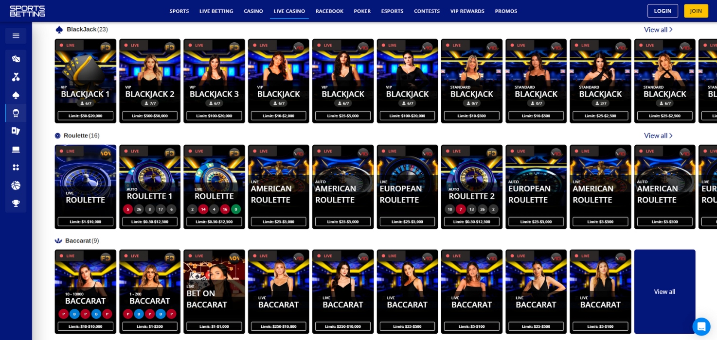 SportsBetting.ag Live Casino