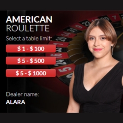 Spin the double-zero wheel in Live American Roulette, streamed directly from Costa Rica.