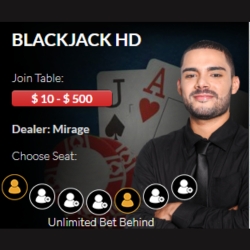 Take a seat and strategize with Live Blackjack’s flexible betting and back-bet features.