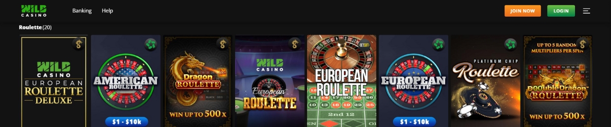 Wild Casino Roulette Games